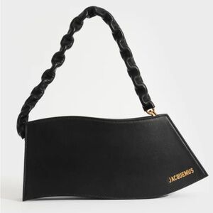 Jacquemus Le Vague Shoulder Bag in Black Leather